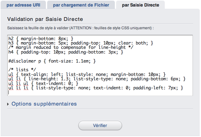 Validation par saisie directe