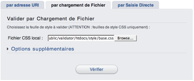 Validation par chargement de fichier